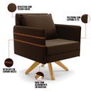 Ver imagem 6 de Kit 01 Namoradeira 02 Lugares e 01 Poltrona Mari Suede Marrom Base de Madeira MA30 - D’Rossi