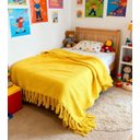 Ver imagem 2 de Manta em Algodão 1,80 x 2,30 Amarelo - Manta Rústica para Sofá - Colcha Cama Solteiro