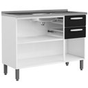 Ver imagem 2 de Balcão Mais Evidence com 3 Portas 2 Gavetas em Aço Cor Branco/preto Bertolini
