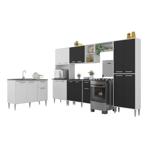 Armário de Cozinha Modulada Completa 6 Pçs com Balcão para Pia Siena Multimóveis MP2285 