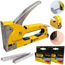 Ver imagem 1 de Grampeador Manual Tapeceiro Madeira Pressão Grampos 4 - 8mm + 2100 Grampos | Fertak