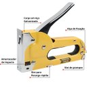 Ver imagem 4 de Grampeador Manual Tapeceiro Madeira Pressão Grampos 4 - 8mm + 2100 Grampos | Fertak