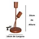 Ver imagem 2 de Abajur Luminária de Mesa 2 Hastes Moderno Ideal para Sala, Quarto na Cor Cobre Bivolt 110v/220v