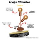 Ver imagem 6 de Abajur Luminária de Mesa 2 Hastes Moderno Ideal para Sala, Quarto na Cor Cobre Bivolt 110v/220v