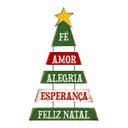 Ver imagem 1 de Placa Decorativa de Natal Pinheirinho Fé Amor com Corrente 33x57cm Mdf - Wp Connect Três Cores