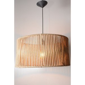 Pendente Lustre Redondo 25x50 Corda Náutica com Fio 1 Metro:rami/110v/220v