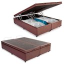Ver imagem 1 de Cama Box Baú Casal Bipartido Sintético Mega Cama Marrom 138x188x45cm