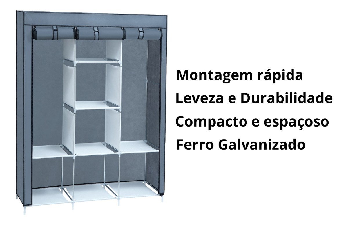 Guarda Roupa Dobravel Armario Desmontavel para Organizador de Roupa 8 Divisorias - 4