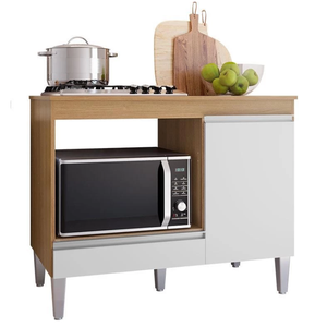 Balcão para Cooktop Carla 4 ou 5 Bocas 1 Porta Amendôa/branco - Ajl Moveis