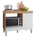 Ver imagem 1 de Balcão para Cooktop Carla 4 ou 5 Bocas 1 Porta Amendôa/branco - Ajl Moveis