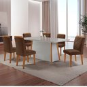Ver imagem 1 de Mesa de Jantar Diane 180cm Tampo Mdf Vidro Canto Copo e 6 Cadeiras Melissa