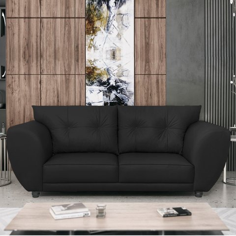 Sofá 2 Lugares Tulipa Suede Preto - ADJ Decor