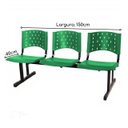 Ver imagem 2 de Kit 06 Cadeiras longarinas PLÁSTICAS 03 Lugares - Cor VERDE - REALPLAST - 23076