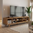 Ver imagem 3 de Rack para Tv até 75 Polegadas Silver 4 Portas 1 Prateleira Ripado Cinamomo - Panorama Móveis