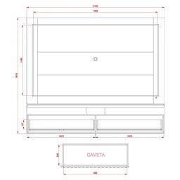 Painel para TV até 75 Polegadas com LED Ripado 2 Gavetas Gaia Madetec - 3