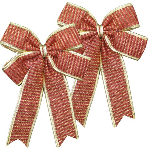Kit 8 Enfeite Árvore de Natal Laço Vermelho e Dourado 30cm