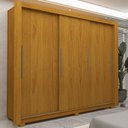 Ver imagem 1 de Guarda-Roupa Casal 100% MDF 3 Portas de Correr 4 Gavetas com Pés Naturale/Off White Roma