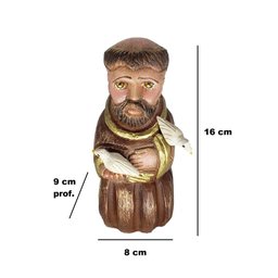 Imagem São Francisco de Assis Entalhada na Madeira Pintada A Mão Rustica - 2