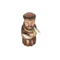 Imagem São Francisco de Assis Entalhada na Madeira Pintada A Mão Rustica - 5