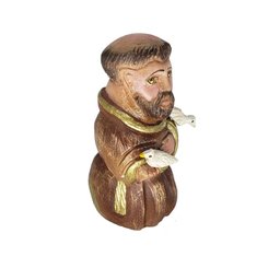 Imagem São Francisco de Assis Entalhada na Madeira Pintada A Mão Rustica - 4