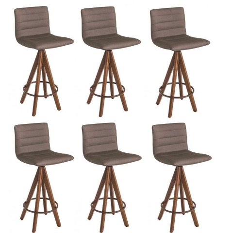 Kit 6 Banquetas Gourmet Giratoria Julia Marrom