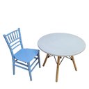 Ver imagem 1 de Kit Mesa Infantil Eames Branca 60cm + 1 Cadeira Tiffany Infantil Azul