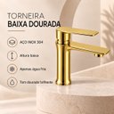 Ver imagem 6 de Torneira Lima Dourada Baixa Aço Inox 304 Premium Goldenx