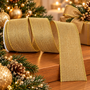 Ver imagem 2 de Fita Aramada Juta Caqui - Fendi Rústica Brilho Dourado Comp 9.14m