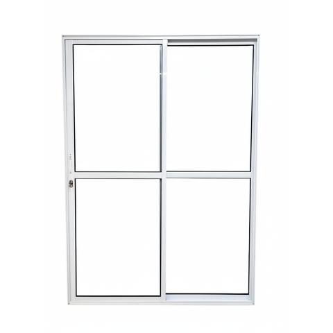 Porta Sacada 2 Folhas Aluminio Branco com Fechadura 2,10x1,20 Linha 25