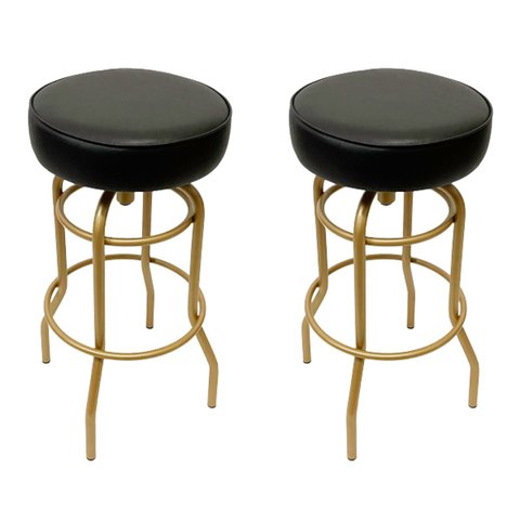Banqueta Altura 65cm Bar Giratória cor Dourado fosco assento preto Kit 2 unidades Poltronas do Sul B