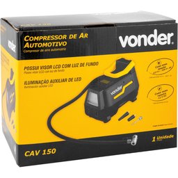 Compressor de Ar Automotivo Bivolt Automático Vonder CAV 150 Pequeno Portátil Com 3 Bicos Alça Para  - 8