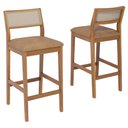 Ver imagem 1 de Kit 2 Banquetas Alta com Encosto Oiti Madeira Maciça Tauari Corino Kaki Natuem