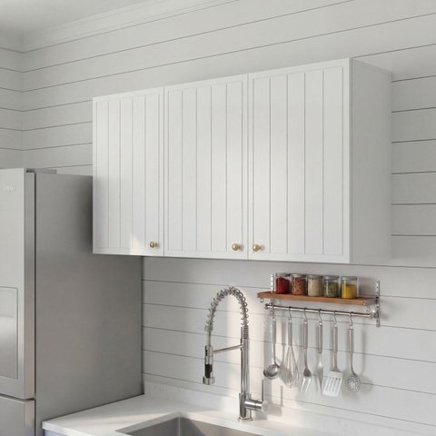 Armário Aéreo Planejado 3 Portas 120cm Marselha CabeCasa MadeiraOriginals Branco