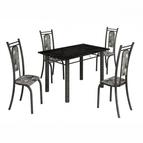 Conjunto de Mesa Paris 1,20m com 4 Cadeiras Martelado Grafite Teixeira