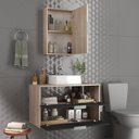 Ver imagem 6 de Conjunto Gabinete Banheiro Rubi 80cm - Gabinete + Cuba + Espelheira Madeirado Preto