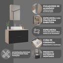 Ver imagem 2 de Conjunto Gabinete Banheiro Rubi 80cm - Gabinete + Cuba + Espelheira Madeirado Preto