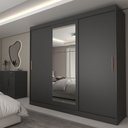 Ver imagem 1 de Guarda-roupa Casal Columbia 3 Portas 2 Gavetas com Espelho 100% Mdf Preto - Panorama Móveis