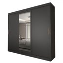 Ver imagem 3 de Guarda-roupa Casal Columbia 3 Portas 2 Gavetas com Espelho 100% Mdf Preto - Panorama Móveis