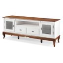 Ver imagem 3 de Conjunto Rack 60503 + Painel 50513 para Sala Pés Luiz Xv 2 Gavetas 2 Portas - Branco/imbuia