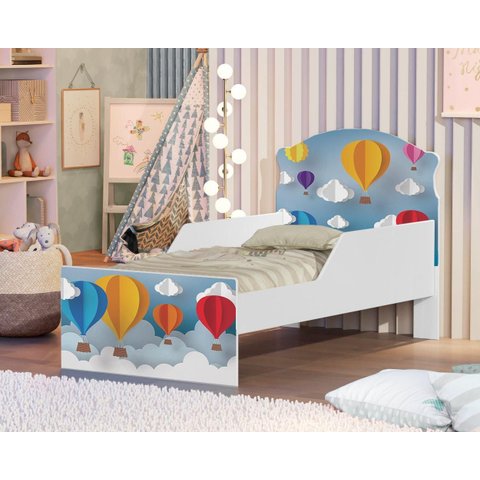 Cama Infantil Balão Viagem Proteção Lateral Colchão Incluso