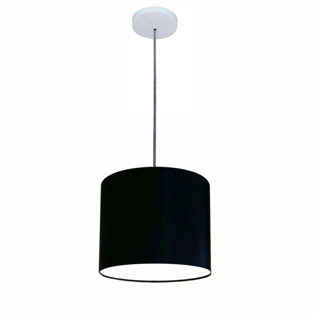 Luminária Pendente Vivare Free Lux Md-4107 Cúpula em Tecido 25x20cm Preta da Canopla Canopla - 1