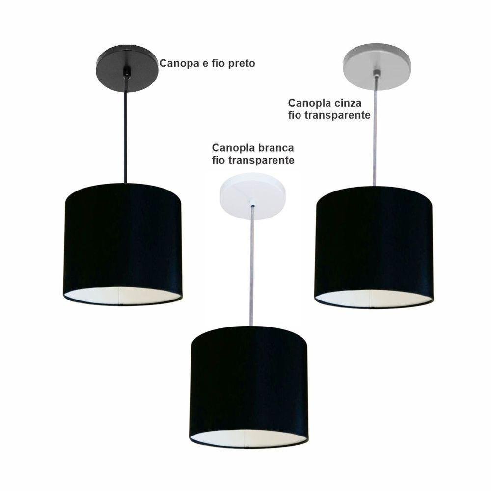 Luminária Pendente Vivare Free Lux Md-4107 Cúpula em Tecido 25x20cm Preta da Canopla Canopla - 2