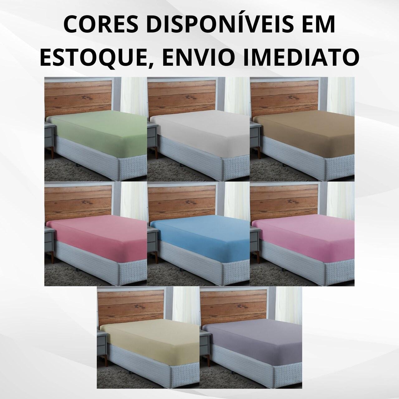 Lençol Cama Casal 100% Algodão com Elástico Percal 300 Fios Hotel Pousada:palha - 5