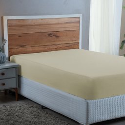 Lençol Cama Casal 100% Algodão com Elástico Percal 300 Fios Hotel Pousada:palha - 1