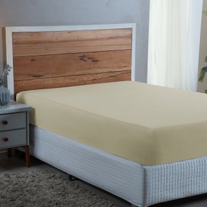 Lençol Cama Casal 100% Algodão com Elástico Percal 300 Fios Hotel Pousada:palha