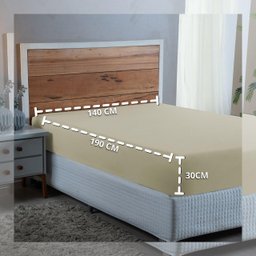 Lençol Cama Casal 100% Algodão com Elástico Percal 300 Fios Hotel Pousada:palha - 3