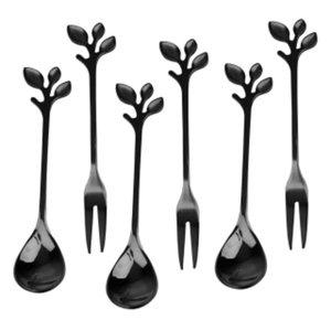 Jogo de 3 Garfos e 3 Colheres Romantique em Aço Inox Preto