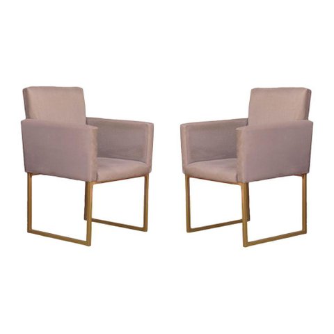 Conjunto 02 Poltronas para Recepção e Sala Klara Suede Bege