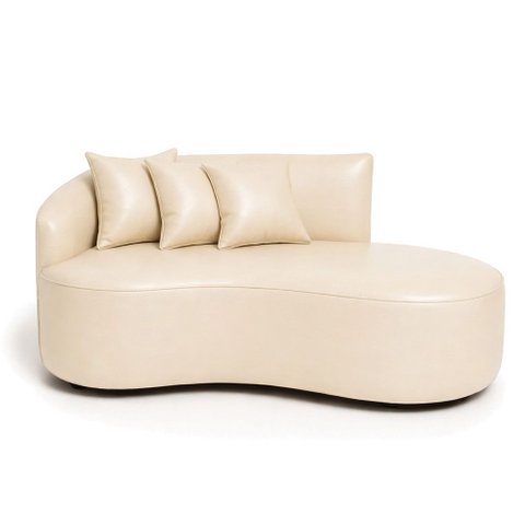 Sofá 3 Lugares Orgânico 180 Cm Morgan Sintético Pu Bege D03 - D'rossi