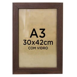 Moldura Quadro A3 30x42cm Diploma Certificado Foto com Vidro Empório do Adesivo Moldura Madeira Escu - 1